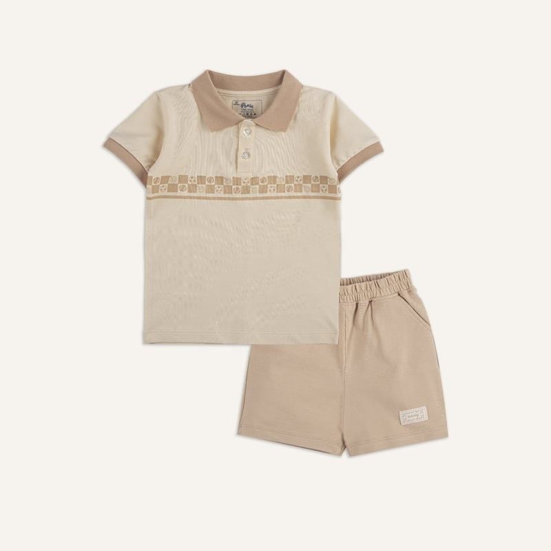 BỘ NGẮN TAY CỔ POLO PONIE BU - BE - BE NÂU