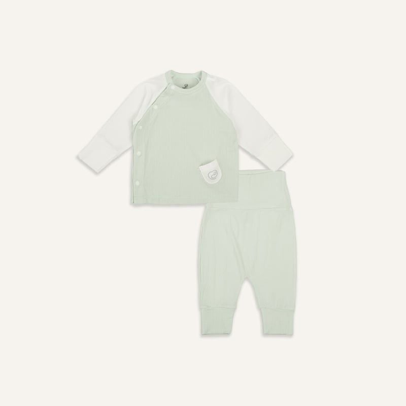 BỘ DÀI TAY CÀI CHÉO BU SIRO - MINT 4039 - TRẮNG 4039