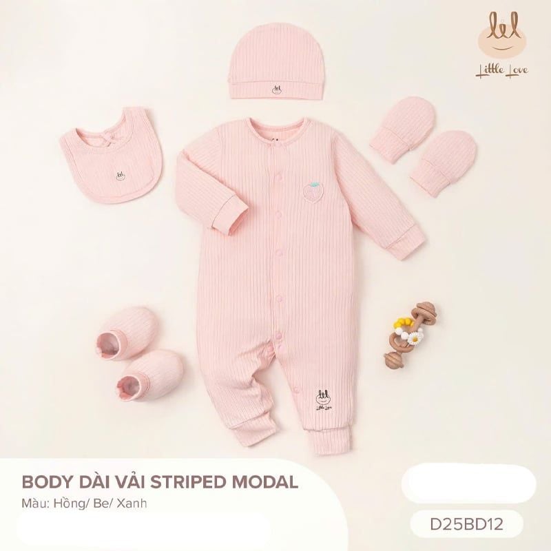 BODY DÀI VẢI LIL STRIPED MODAL HỒNG