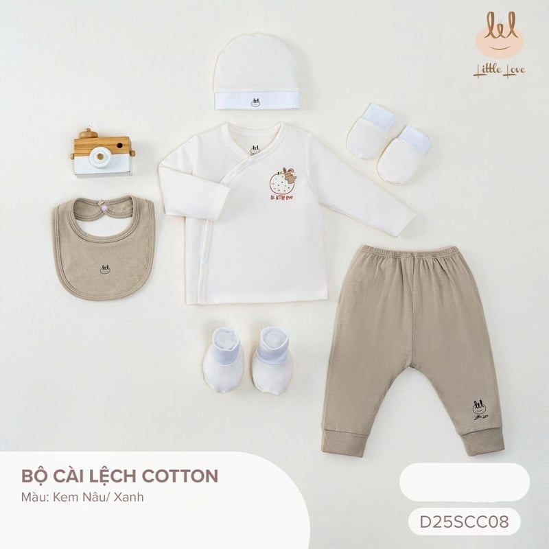 BỘ CÀI LỆCH LIL COTTON KEM NÂU