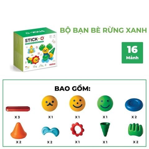 Đồ chơi Bộ người bạn rừng xanh (16 chi tiết) Stick-O