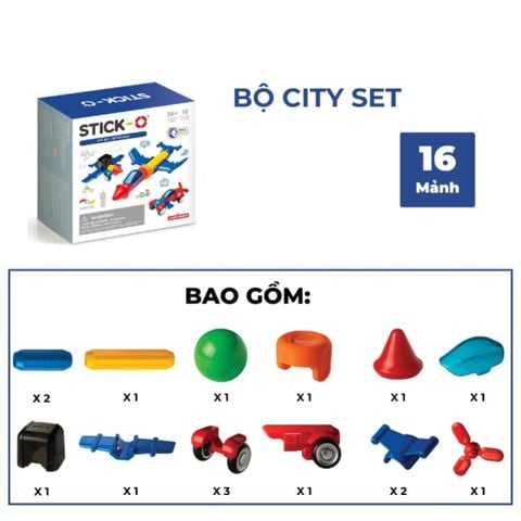 Đồ chơi Bộ thành phố SmartMax (16 chi tiết) Stick-O