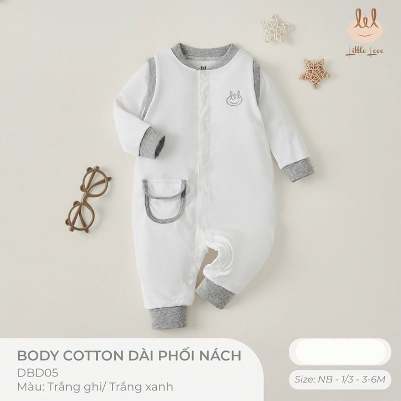 BODY LIL COTTON DÀI PHỐI NÁCH TRẮNG GHI