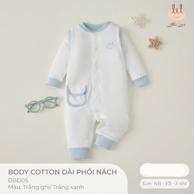 BODY LIL COTTON DÀI PHỐI NÁCH TRẮNG XANH