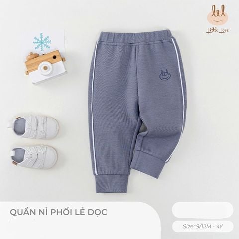 Quần Nỉ Phối Lé Dọc Quần LIL Xanh Xám