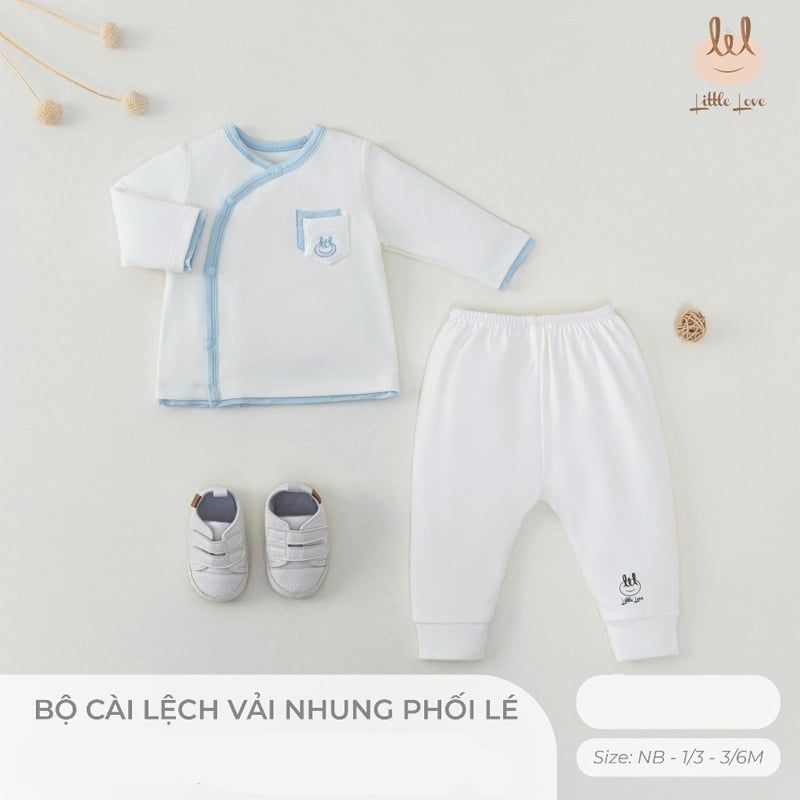 BỘ CÀI LỆCH VẢI NHUNG LIL PHỐI LÉ TRẮNG XANH
