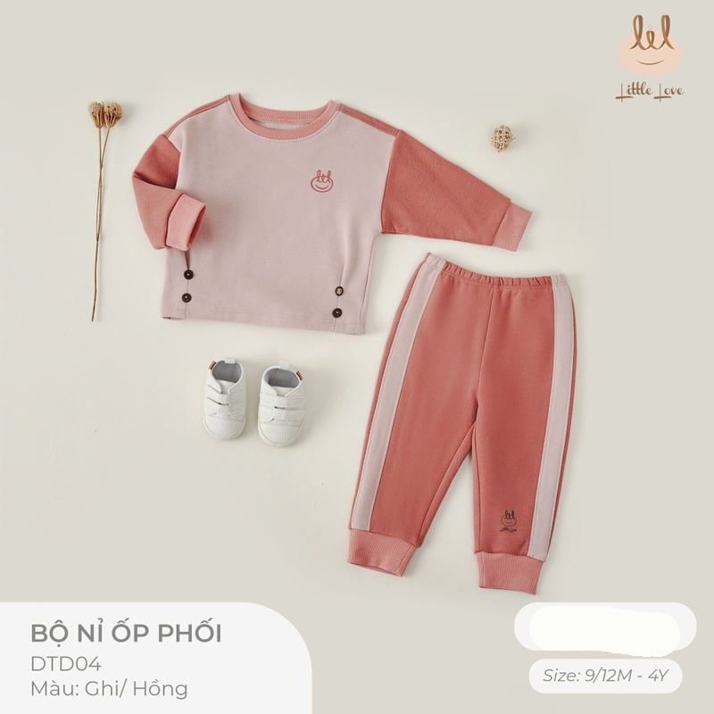 BỘ NỈ ỐP LIL PHỐI HỒNG