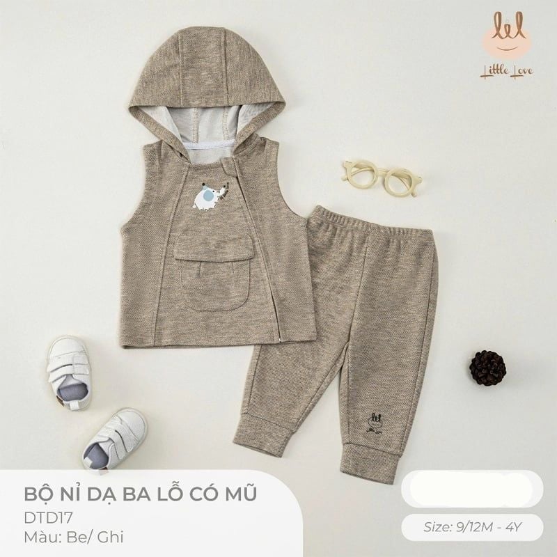 BỘ NỈ DẠ LIL BA LỖ CÓ MŨ BE