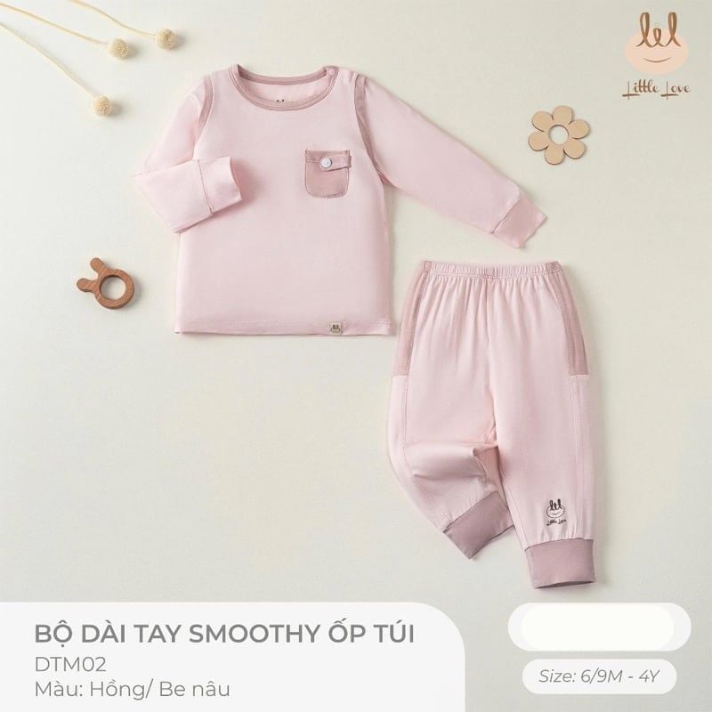 BỘ DÀI TAY LIL SMOOTHY ỐP TÚI HỒNG