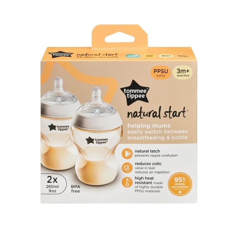 BÌNH SỮA PPSU TY SIÊU MỀM TỰ NHIÊN TOMMEE TIPPEE 260ML, NÚM TY CỦA BÌNH 3-6 THÁNG (BÌNH ĐÔI)