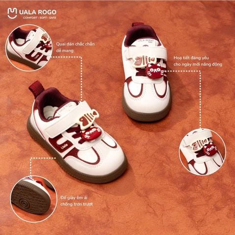 Giày Kids Uala Rogo mặt mèo đen/đỏ