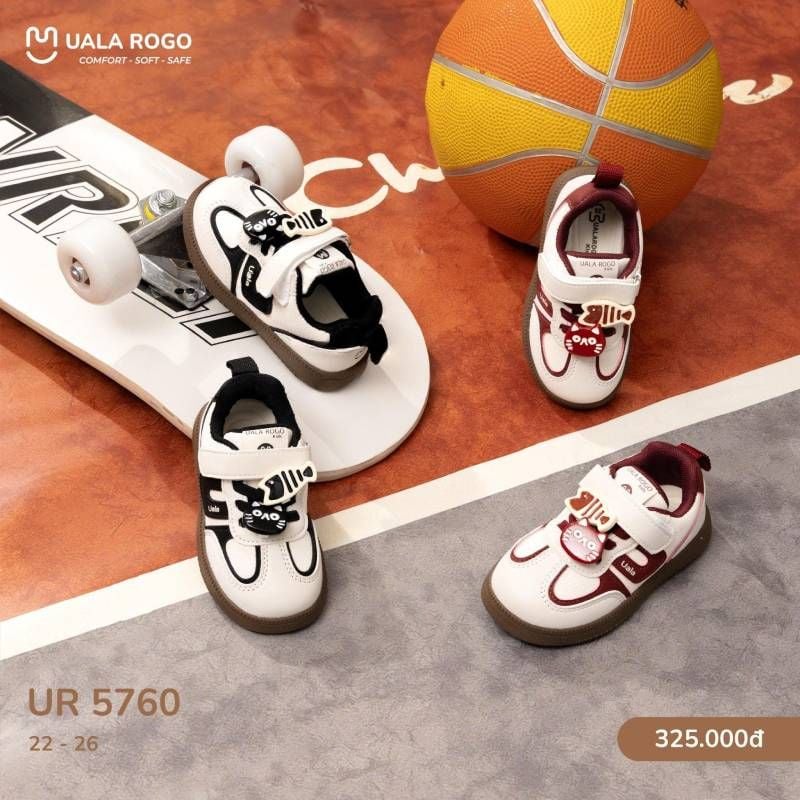 GIÀY KIDS UALA ROGO MẶT MÈO ĐEN/ĐỎ