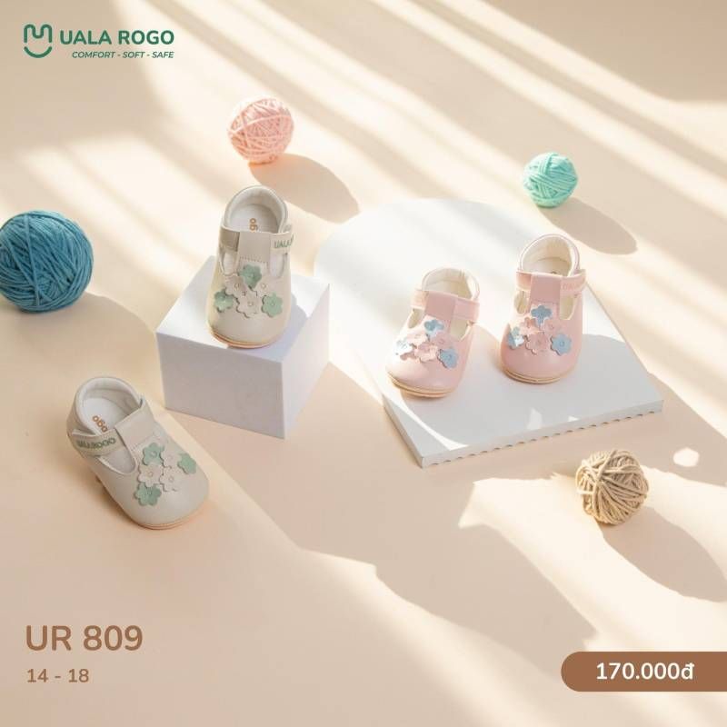 Giày tập đi Uala Rogo bé gái cài hoa