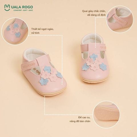 Giày tập đi Uala Rogo bé gái cài hoa