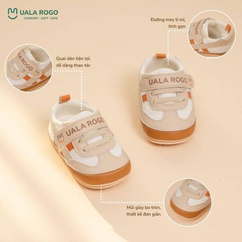 Giày tập đi Uala Rogo kẻ xanh/kẻ cam