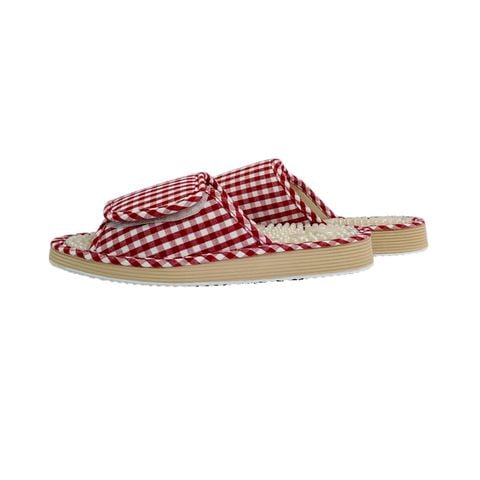 Dép Massage Gingham Màu đỏ đô - trắng (họa tiết trái tim)