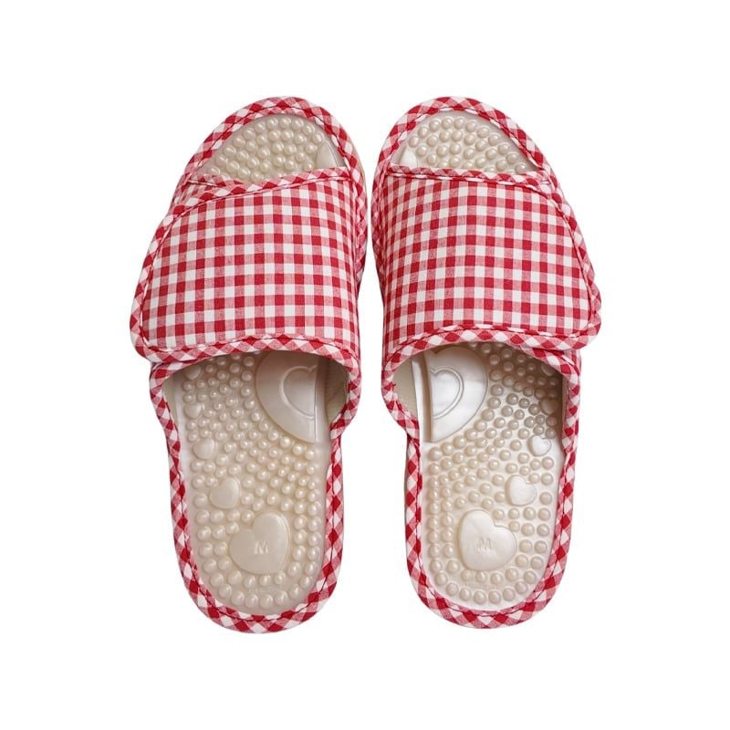 DÉP MASSAGE GINGHAM ĐỎ - TRẮNG (HỌA TIẾT TRÁI TIM)