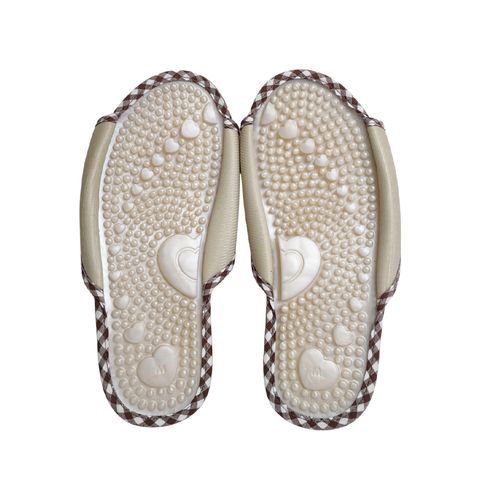 Dép Massage Gingham Nâu - trắng (họa tiết trái tim)