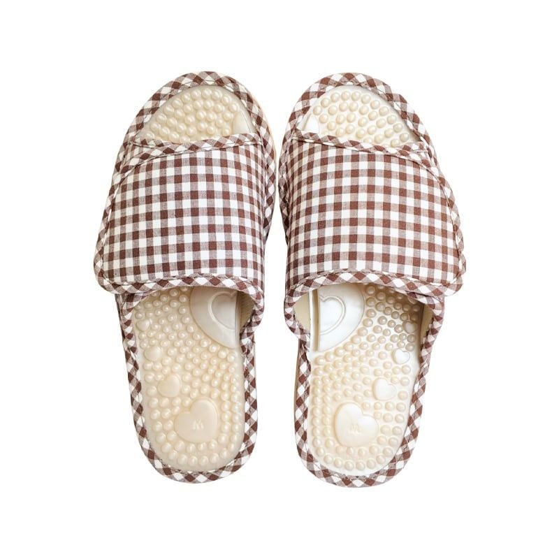 DÉP MASSAGE GINGHAM NÂU - TRẮNG (HỌA TIẾT TRÁI TIM)