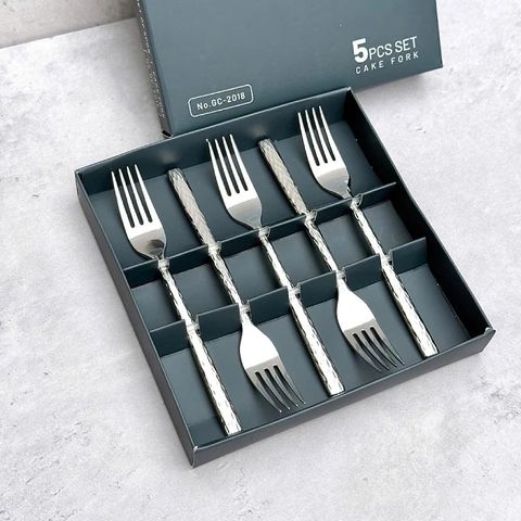 Hộp 5 dĩa trái cây inox Golden Crown 15cm - mẫu da rắn cao cấp