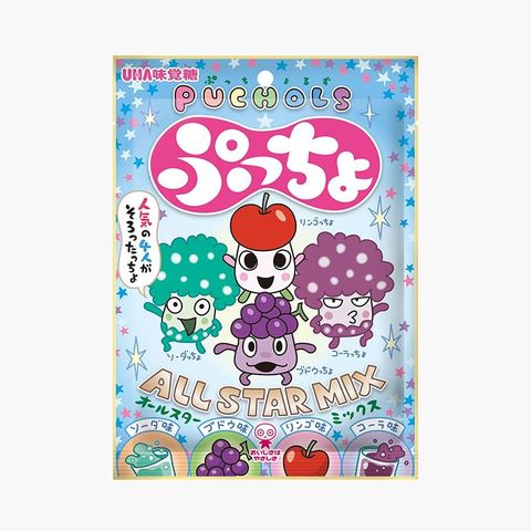 Kẹo dẻo có nhân hoa quả Uha Puchols All star mix 88g (6*12)