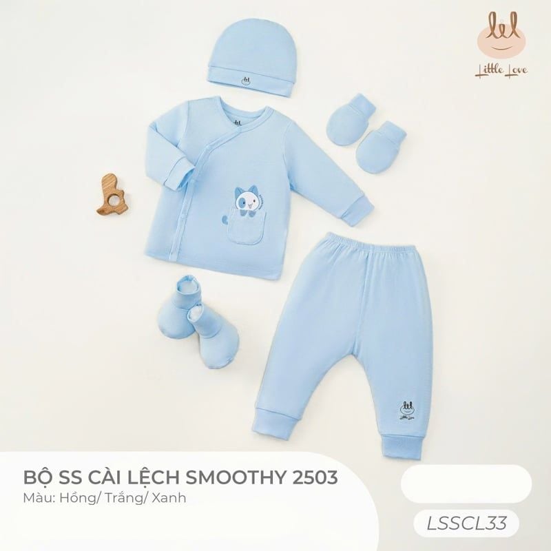 BỘ SƠ SINH CÀI LỆCH LIL SMOOTHY 2503 XANH