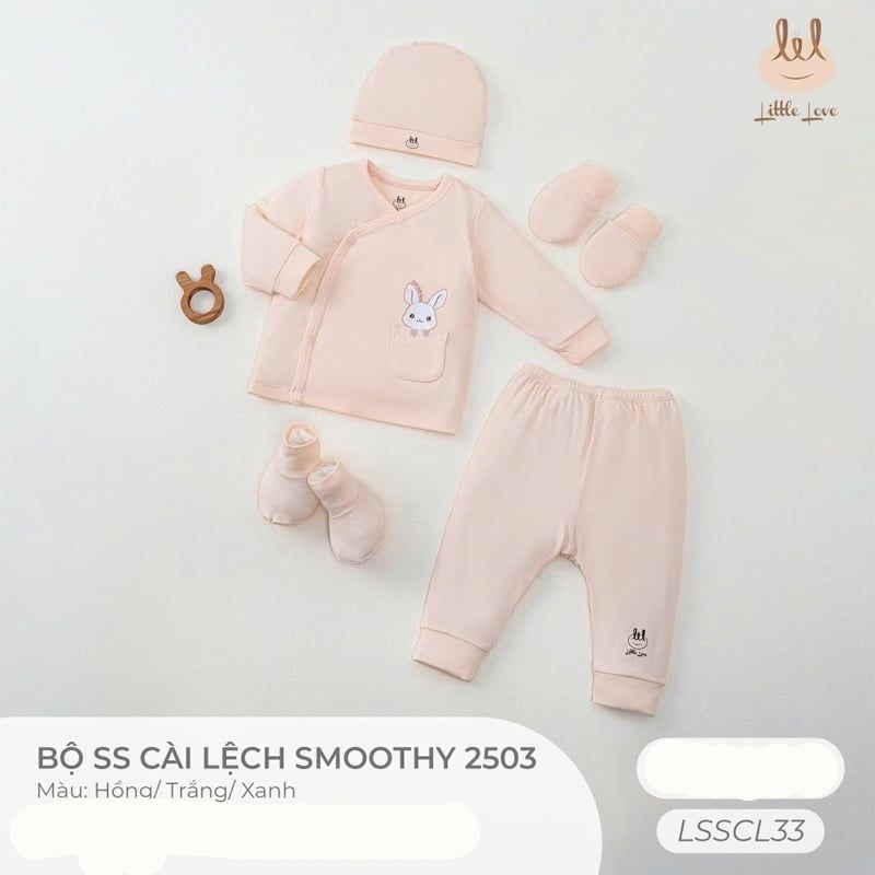 BỘ SƠ SINH CÀI LỆCH LIL SMOOTHY 2503 HỒNG