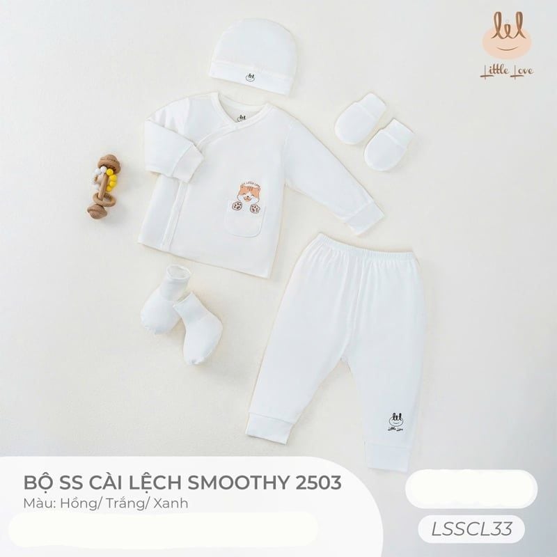 BỘ SƠ SINH CÀI LỆCH LIL SMOOTHY 2503 TRẮNG