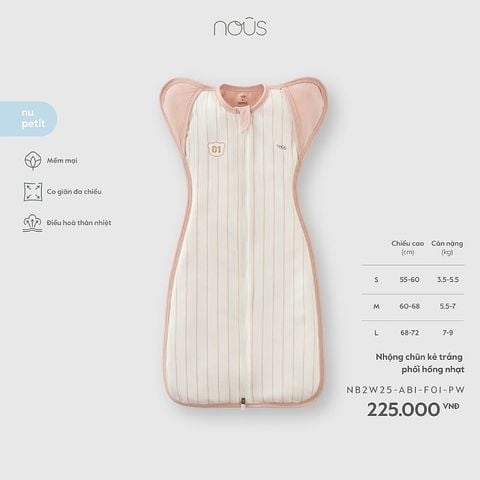 Nhộng chũn Nous kẻ trắng phối hồng nhạt
