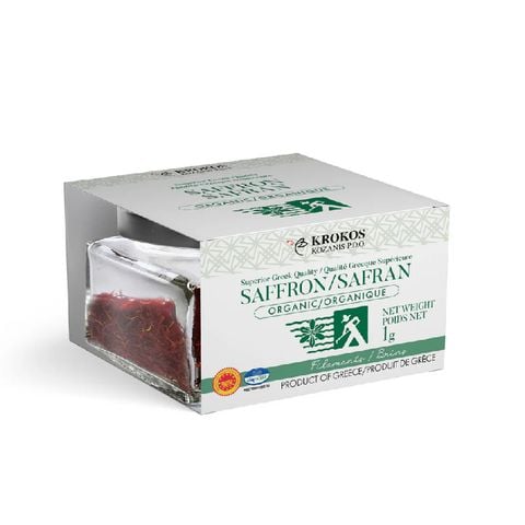 Nhụy hoa nghệ tây đỏ hữu cơ Hy Lạp tem xanh lọ 1g (mẫu mới)