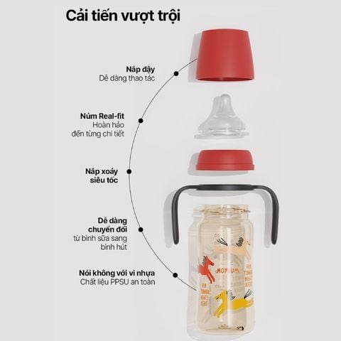 Bình Sữa Moyuum Premium Ppsu All In One Bottle 270Ml - Mẫu Ngựa Đỏ (Kèm Núm)