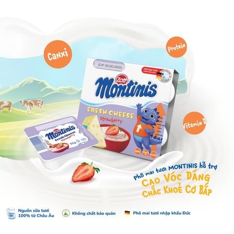 Phô mai tươi Zott Montinis hương dâu 4*55g