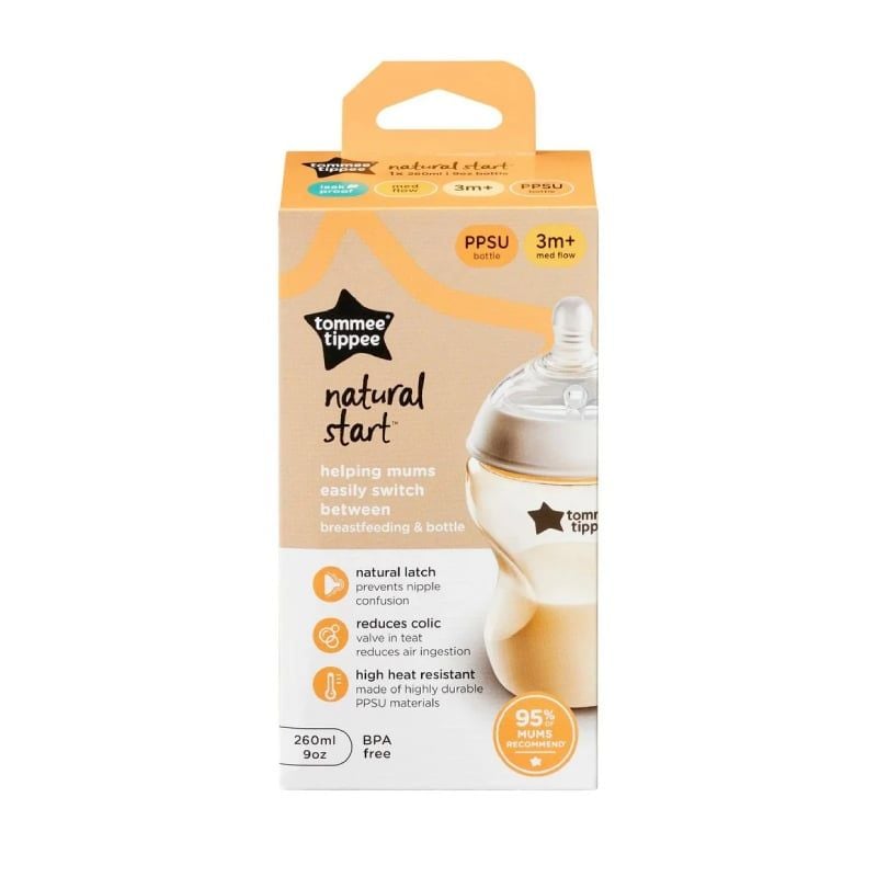 BÌNH SỮA PPSU TY SIÊU MỀM TỰ NHIÊN TOMMEE TIPPEE 260ML, NÚM TY CỦA BÌNH 3-6 THÁNG