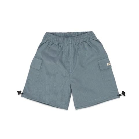 Quần short đùi bé trai Bu Baby - Kẻ xanh - trắng
