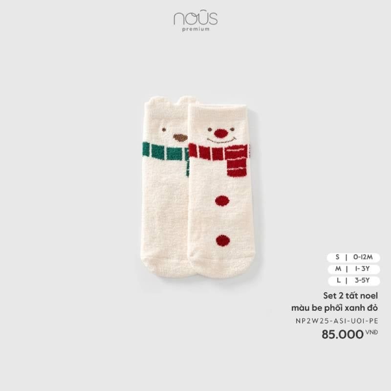 SET 2 TẤT NOEL NOUS MÀU BE PHỐI XANH ĐỎ