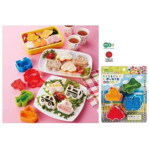 Set 4 khuôn tạo hình đồ ăn M'sa (mẫu phương tiện giao thông)