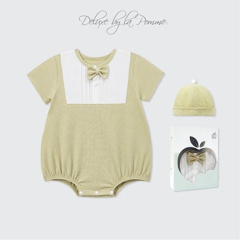 Set body cộc tay La Pomme kèm mũ little olive - Xanh