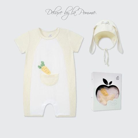 Set body cộc tay La Pomme kèm mũ thỏ con ngộ nghĩnh - Vàng