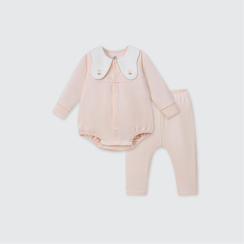 Set body chip dài tay kèm quần La Pomme cánh bướm đáng yêu - Hồng