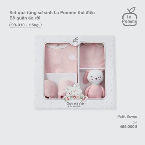 Set quà tặng sơ sinh La Pomme thỏ điệu - Bộ quần áo rời Hồng