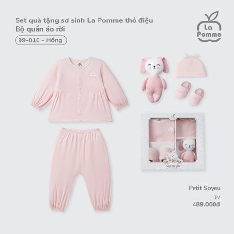 Set quà tặng sơ sinh La Pomme thỏ điệu - Bộ quần áo rời Hồng