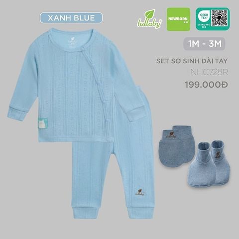 Set sơ sinh Lullaby cài lệch dài tay NHC728R - Xanh blue