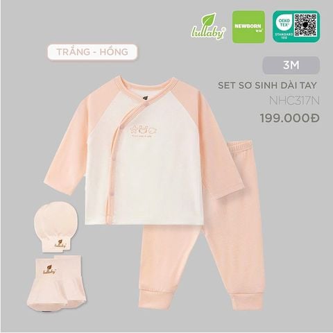 Set sơ sinh Lullaby dài tay NHC317N - Trắng - Hồng