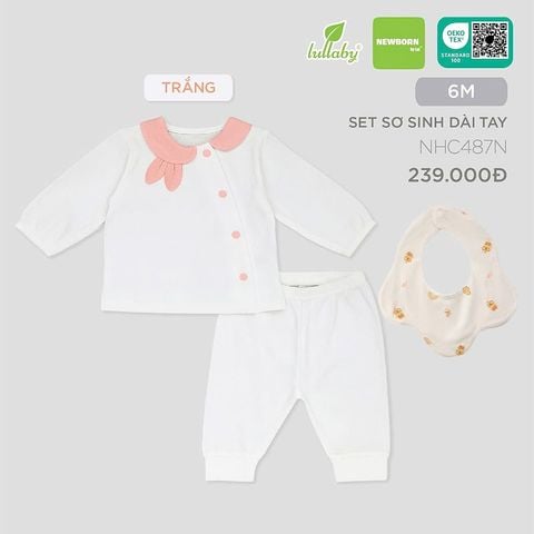 Set sơ sinh Lullaby dài tay NHC487N - Trắng