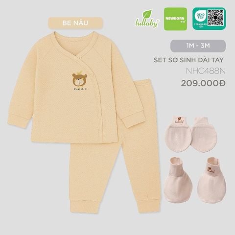 Set sơ sinh Lullaby dài tay NHC488N - Be Nâu