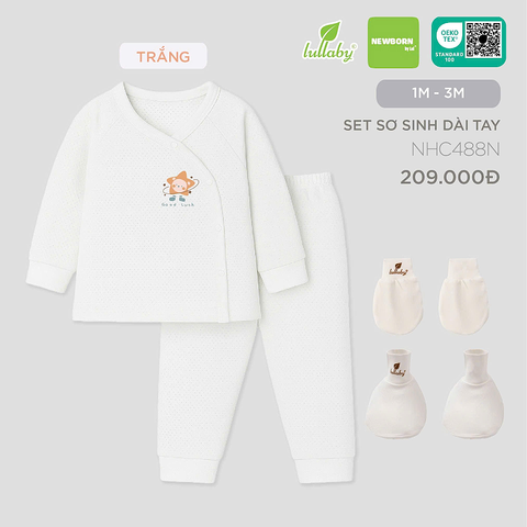 Set sơ sinh Lullaby dài tay NHC488N - Trắng