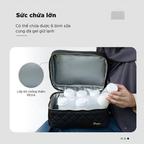 Túi bỉm sữa Shapee giữ nhiệt xách tay - Black