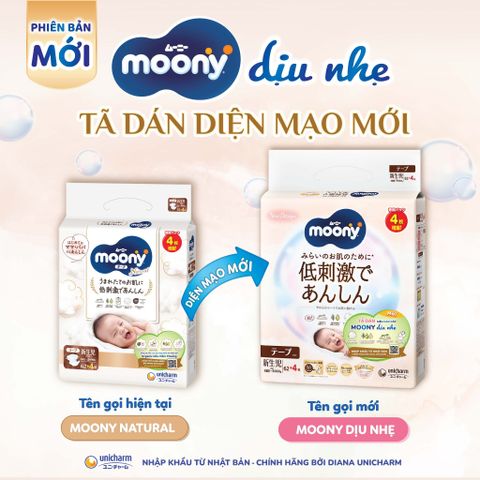Bỉm dán cao cấp Moony dịu nhẹ Organic size NB 62+4