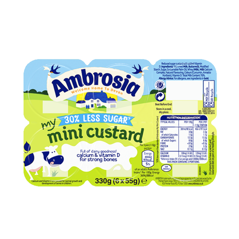 Váng Ambrosia my Mini Custard less sugar ( 6 x 55gr),UK.(AD) (Vỉ)