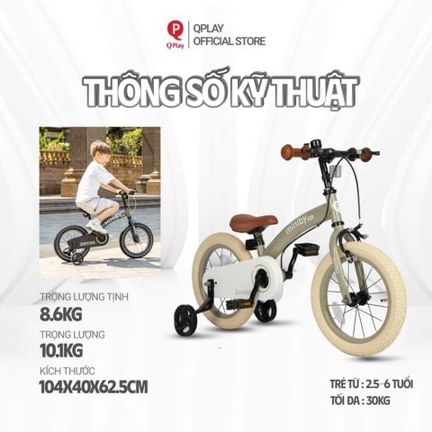 Xe đạp trẻ em 3in1 Qplay MINIBY (Màu Gray)